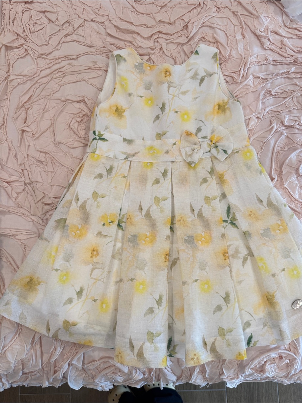 Girls' Yellow Floral Bow Dress - Kids Dresses